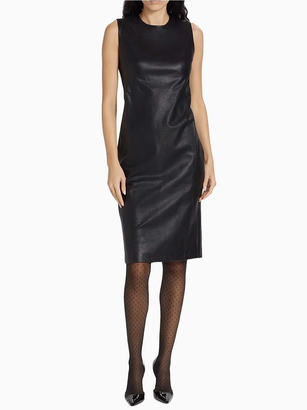Spanx Leather Like Sleeveless Sheath Dress Luxe Black 20392R Size XL